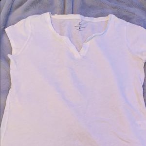 New York and company white split neck t shirt